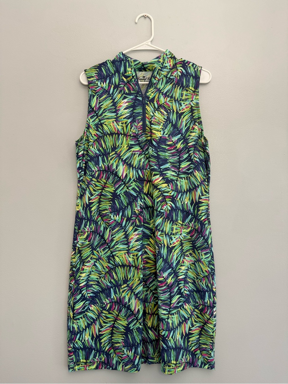 Coconut Row Palm Beach Fern Patterned Dress Women's Large